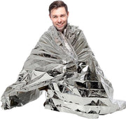 Quattro pezzi di copertura Mylar di emergenza - 160cm x 210cm Argento | Copertura impermeabile e resistente al vento ripiegabile
