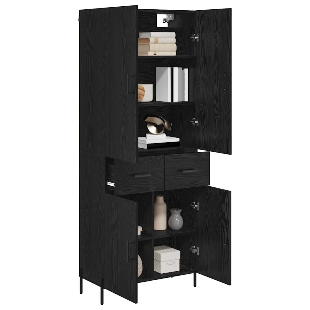 Credenza | Madia | Buffet da pranzo | Armadio da pranzo Rovere Nero 69,5 x 34 x 180 cm Legno multistrato