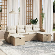 Set Divano da Giardino 6 pz con Cuscini Beige in Polyrattan 3264164