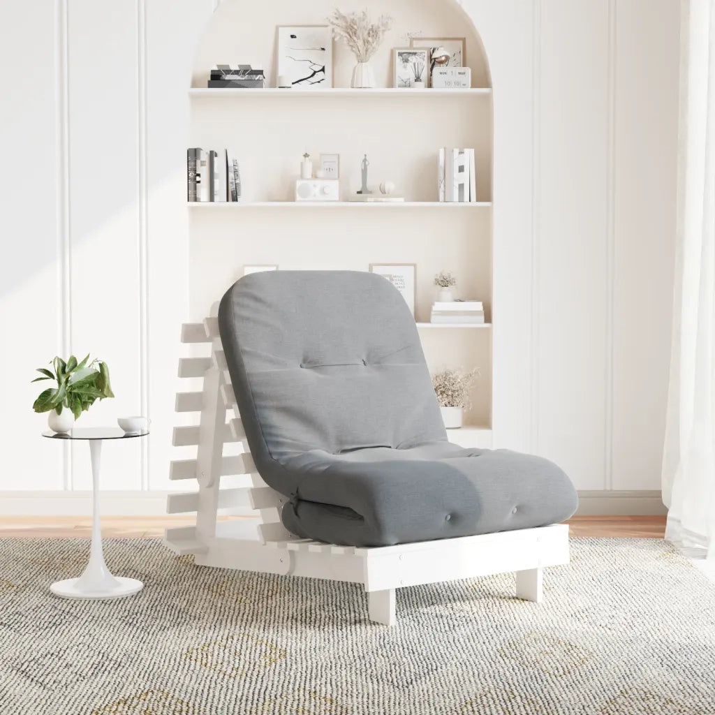 Divano letto | Sof¨¤ letto | Letto singolo Futon con Materasso Bianco 70x206x11cm Legno Pino