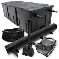 Set filtrante Filtro bio per laghetto 90000l con Chiarificatore UV 72W, Pompa 80W, Tubo e Fontana