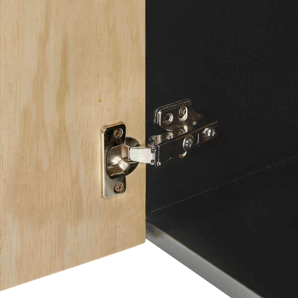 Comodino Telaio in MDF Anta in legno massiccio Porta in legno chiaro Contenitore in ferro Gambe moderne