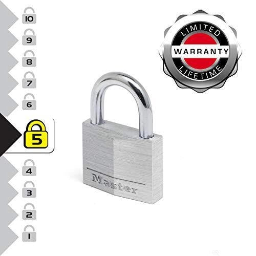 Master Lock 9140EURQNOP Lucchetto in Alluminio 40 mm a Chiave Identica con Cilindro a 4 Pistoncini 4 Pezzi colore Grigio