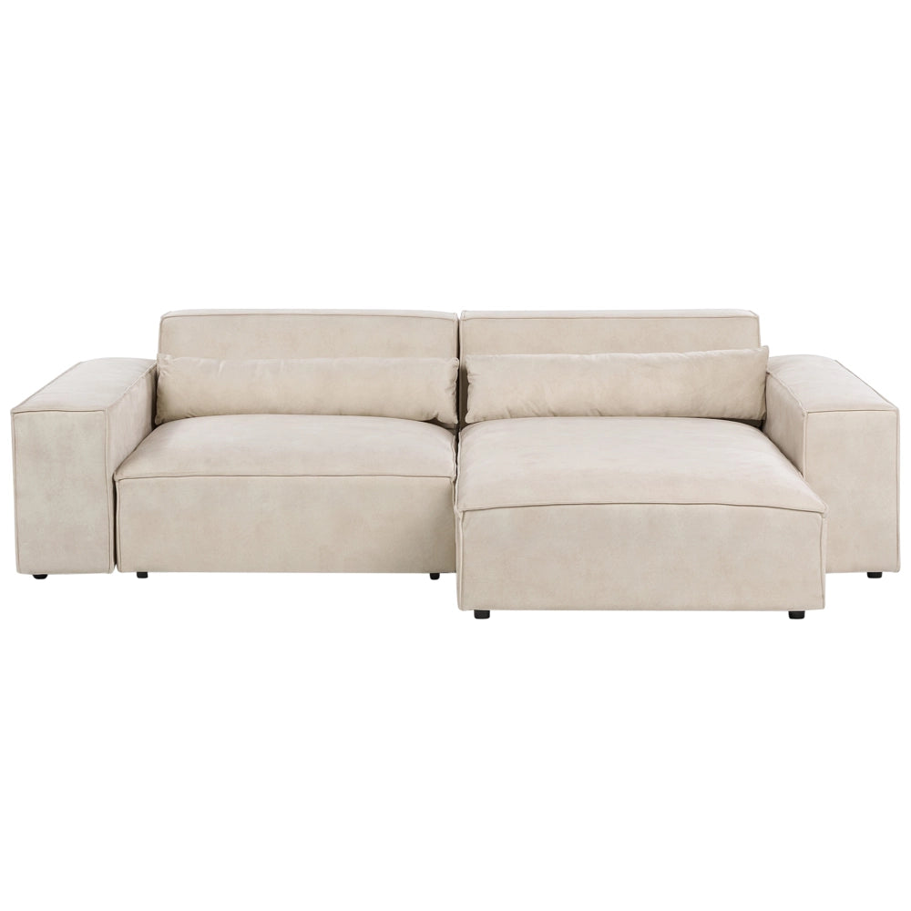 Divano angolare modulare a 2 posti a sinistra Divano componibile in velluto beige con gambe nere Soggiorno moderno