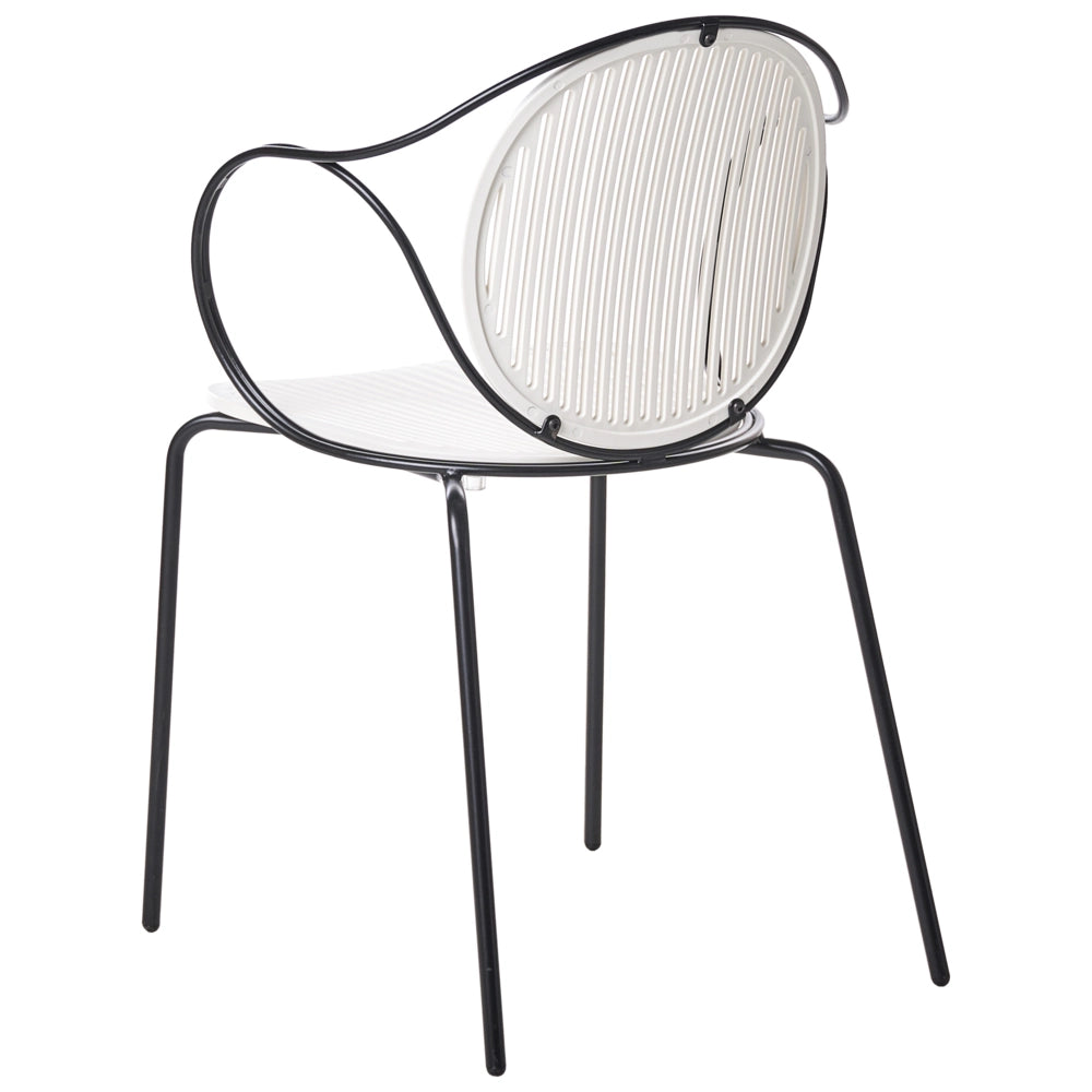 Set di 2 sedie da pranzo imbottite Base in metallo bianco sporco e nero base in metallo design moderno