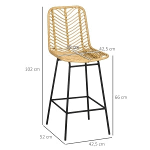 SGABELLO DA BAR Boho-Chic 42,5x52x102 cm Rattan Giallo
