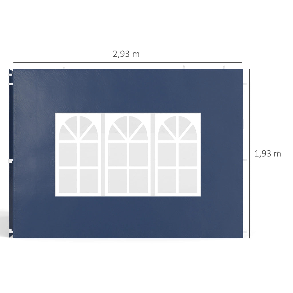 Set 2 Pezzi Pareti Laterali per Gazebo 3x3 3x6 ¨C Zephmum ¨C Blu Impermeabile con Finestra