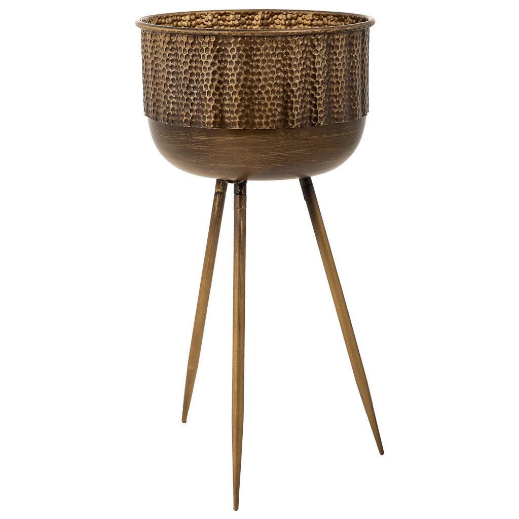 Fioriera con supporto in metallo marrone 27x27x50,5h