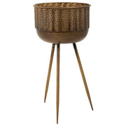 Fioriera con supporto in metallo marrone 27x27x50,5h