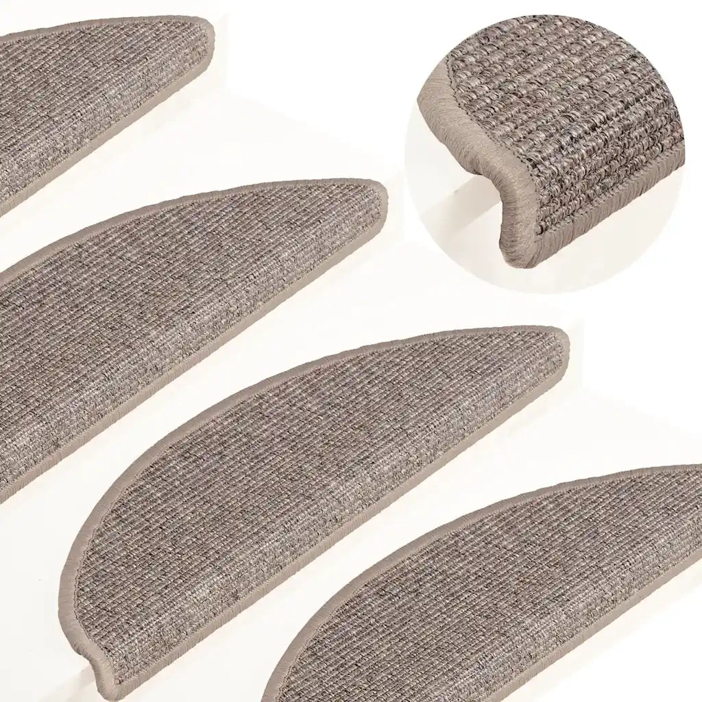 Tappetini per scale 15 pz | Gradini per Scale 56x17x3 cm Beige scuro Semicircolari