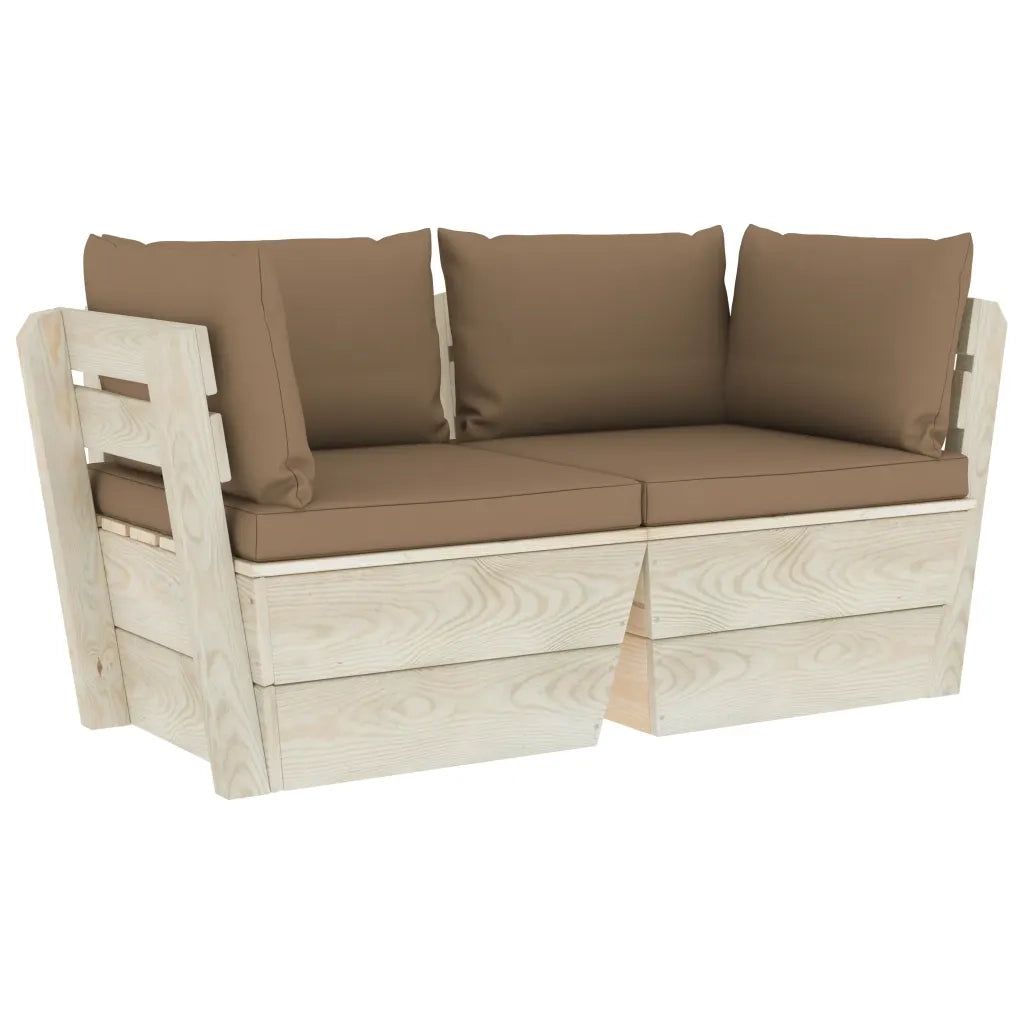 Divano da Giardino a 2 Posti su Pallet con Cuscini Legno Abete cod mxl 43543