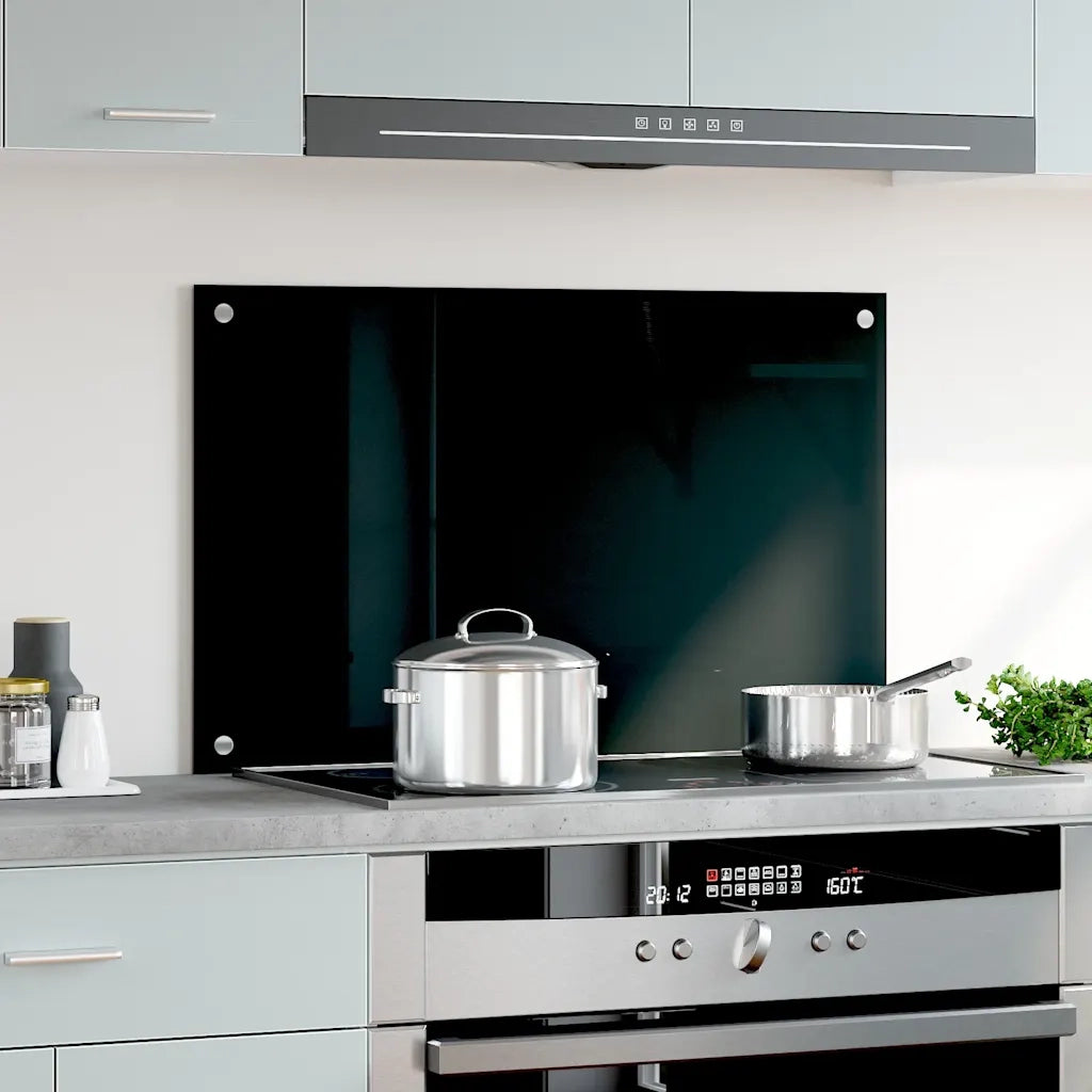 Paraschizzi per Cucina Nero 80x50 cm in Vetro Temperato 249485