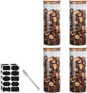 Set di contenitori in vetro per la conservazione con coperchio in bambù - Contenitori per spezie, fagioli, zucchero a velo e spaghetti - 10 * 25 CM 1800 ML Contenitori per la conservazione