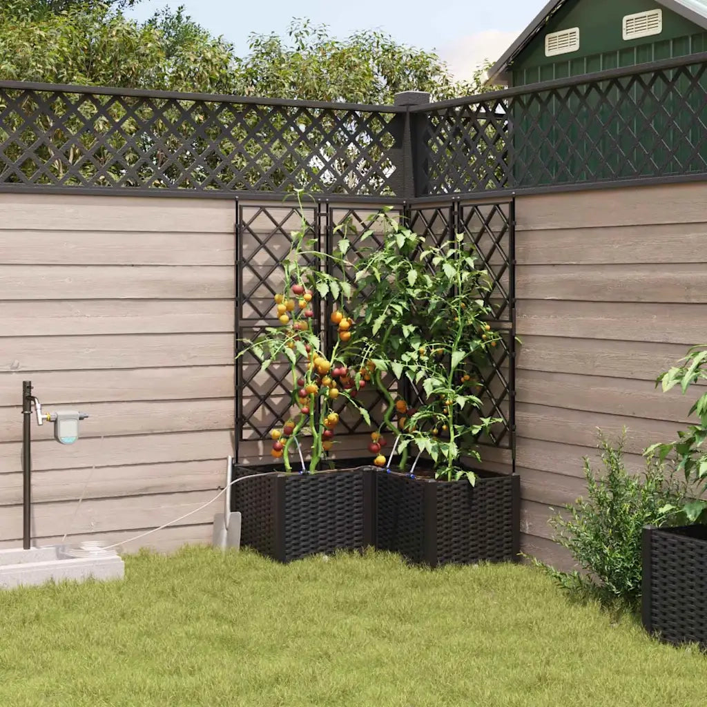 Fioriere | Cassetta per fiori | Vaso da giardino 3 pz Nero 80 x 80 x 142 cm Plastica