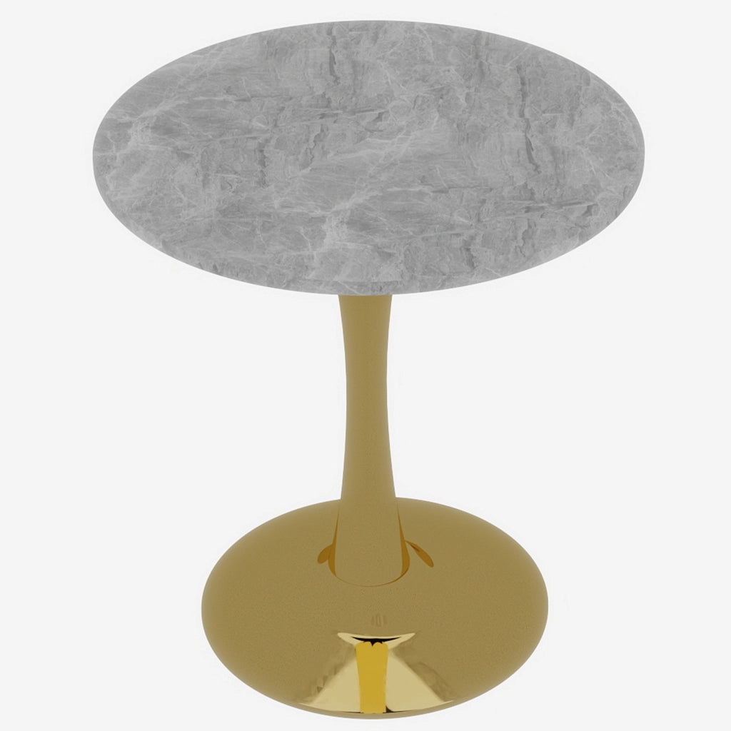 Tavolino da caffè rotondo per soggiorno in marmo artificiale dorato 77.5×77.5×15.5 cm