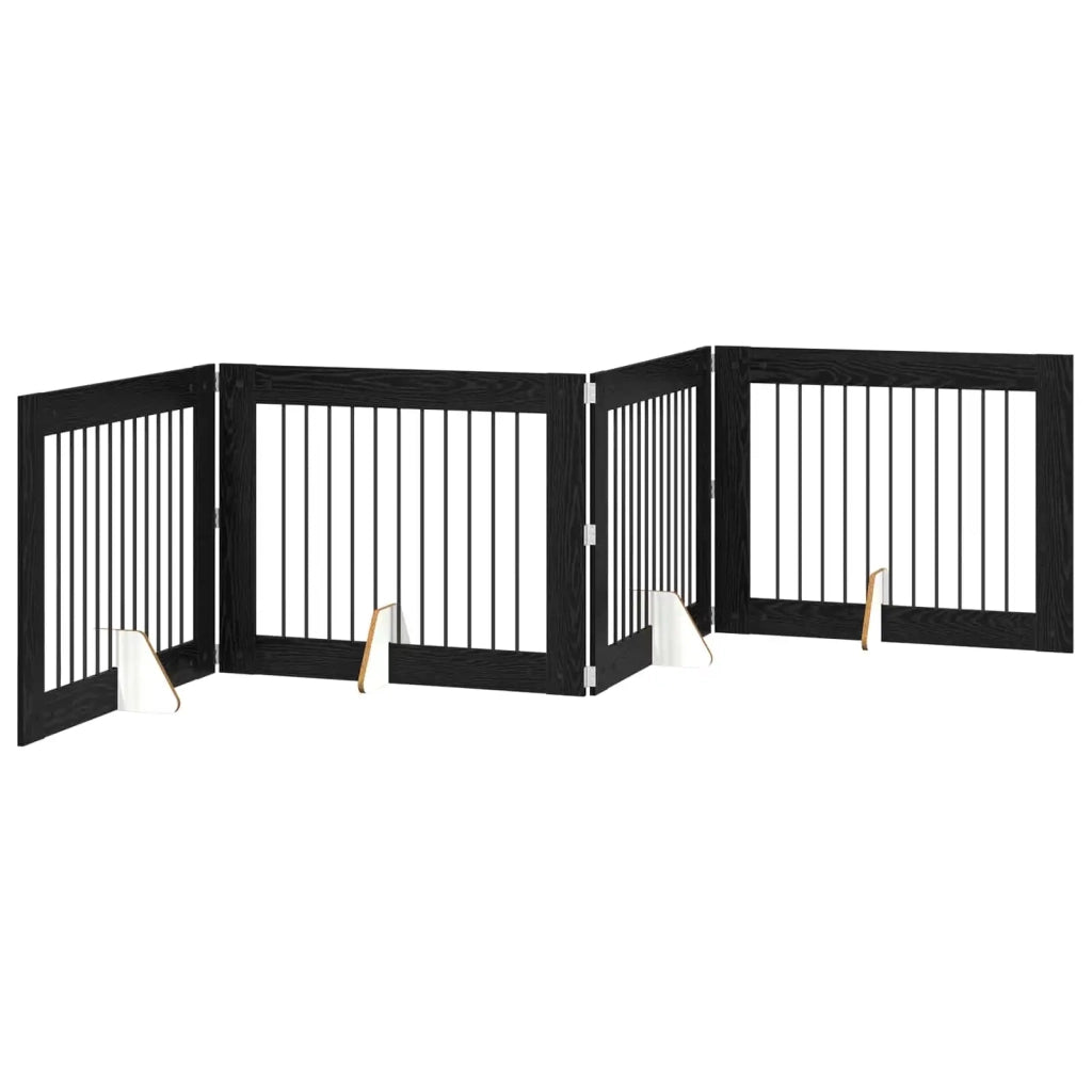 Cancello per cani con supporti 4 pz Rovere Nero 100 x 80 cm CFW4578236