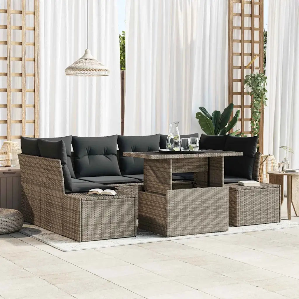 Set Divano da Giardino con cuscino 7 pcs Grigio