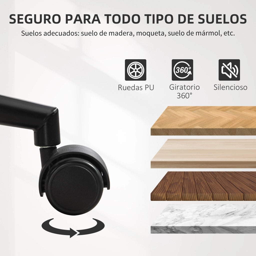 Sedia da ufficio girevole vintage ¨C Minimal ¨C in legno curvato e similpelle, altezza regolabile, nera e marrone