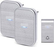 Deurbel Draadloos con 2 Ricevitori, Volume con 36 Suoni, Display a LED, 1 Pulsante di Trasmissione e 2 Ricevitori, Argento-AC