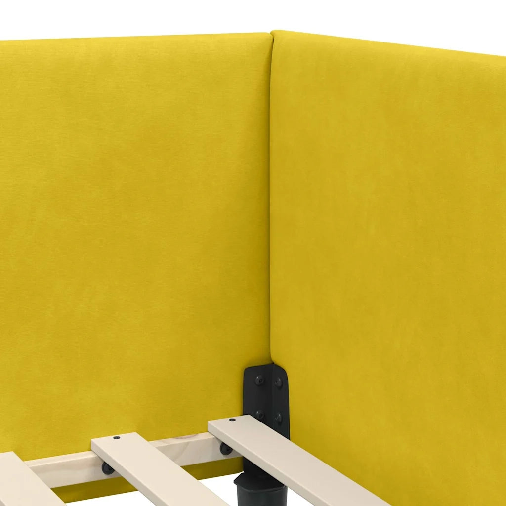 Cornice del letto ad angolo Giallo 100 cm x 200 cm Velluto 42016242