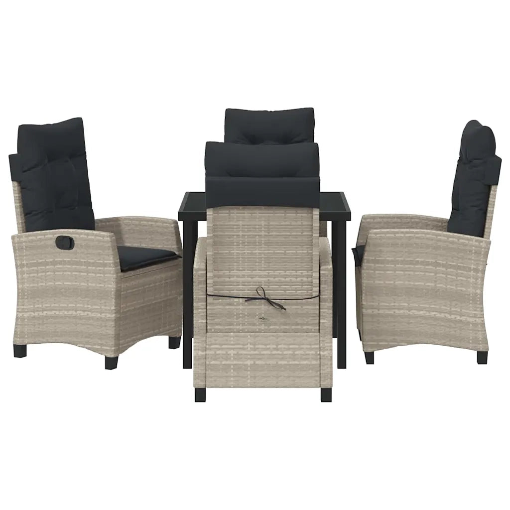 Set da Pranzo per Giardino 5 pcs Grigio chiaro polyrattan 3380408
