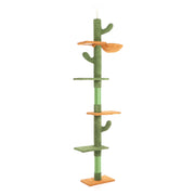 Fudajo Albero tiragraffi a soffitto verde 229-275cm Altezza regolabile con 4 livelli e sisal Gatti