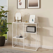 Tavolo a Consolle Strömstad Scaffale da Terra Espositore 80x80x26 cm Acciaio Bianco opaco [en.casa]
