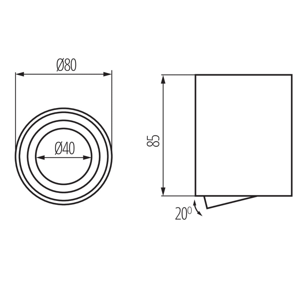 Spot soffitto nero tondo Ø8 orientabile GU10 10W Kanlux
