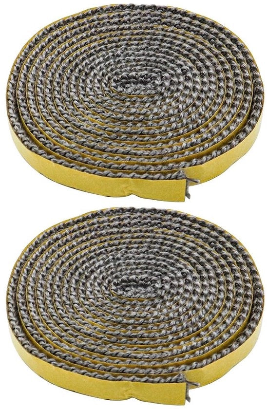 Tappo di Afdichting - 2 Rulli - Fibra di Vetro - Cassetta a Legna - Camino Aperto - Fumaiolo - 3 mm x 10 mm x 2 m - Tappo per Camino