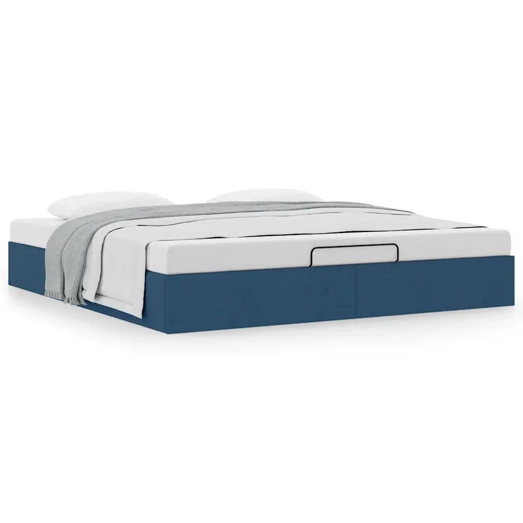 Struttura Letto Pouf senza Materasso Blu 160x200 cm in Tessuto