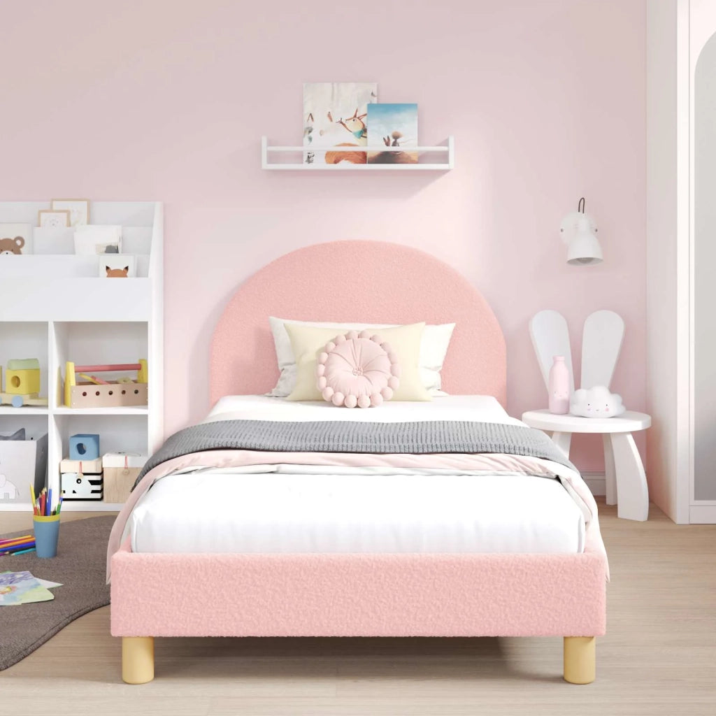 Struttura letto bambini con testata Rosa 90 x 190 cm Bouclé
