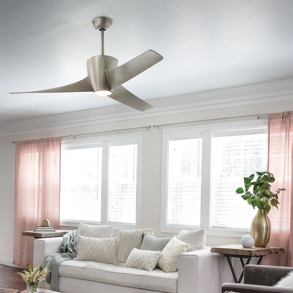 Ventilatore soffitto 142 cm LED 10W telecomando nichel