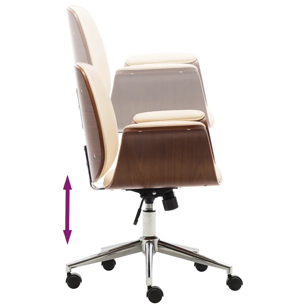 Sedia da Ufficio Crema in Legno Piegato e Similpelle cod mxl 55762