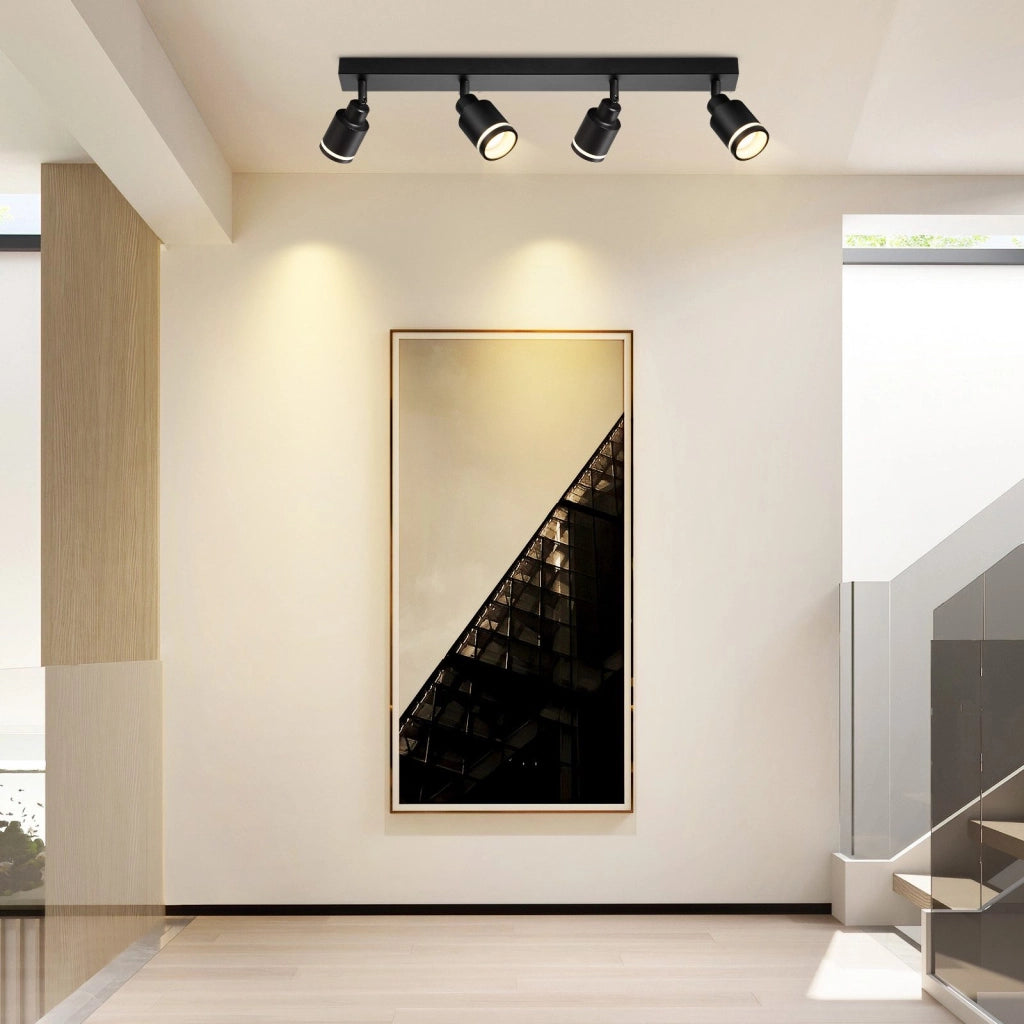 ZMH Faretto da soffitto neri 4 luci GU10 metallo orientabili moderni per camera letto sala pranzo senza lampadina