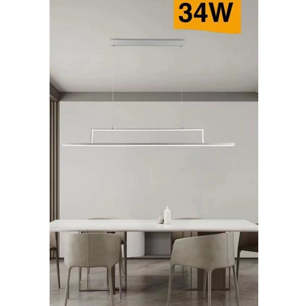 Trade Shop - Lampadario Led 34w A Sospensione Lineare Orizzontale Luce 3000k 6500k 4000k B66-b -