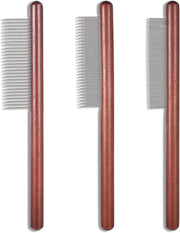 Set di tre spazzole per cani in acciaio inossidabile con manico di legno - set di 3 stili