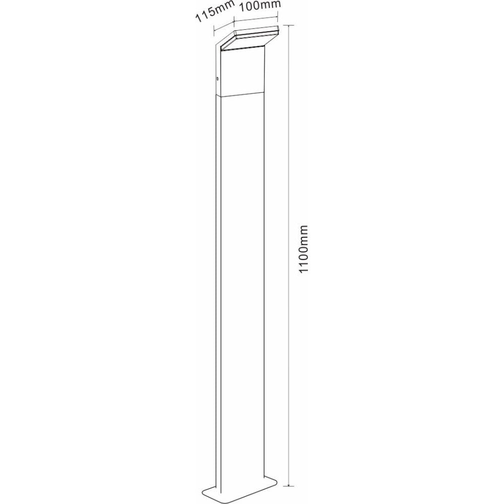 Paletto a led da esterno IP54 9W 110CM 4000k Nero 2200K/2700K/3000K On/Off
