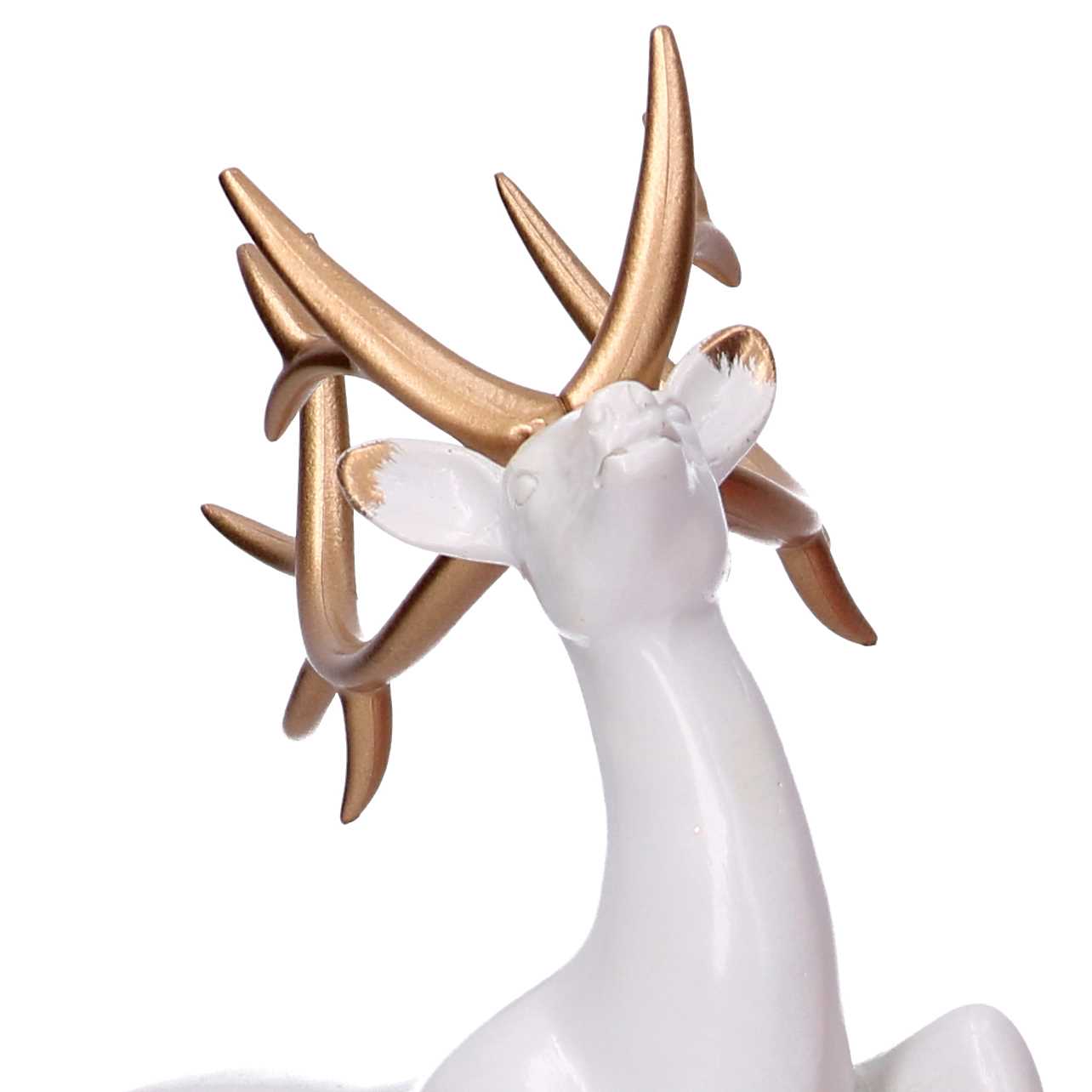 Renna resina su rocce oro e bianco cm 20,5x10xh29