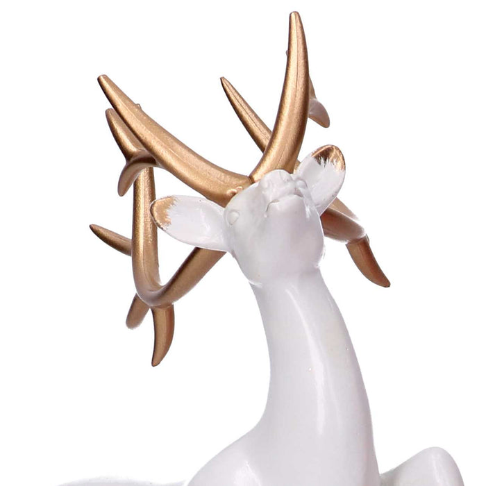 Renna resina su rocce oro e bianco cm 20,5x10xh29