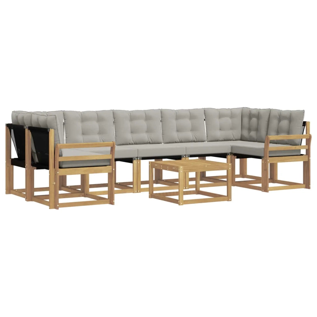 Set di divani da esterno 8 pz Bianco e Grigio Chiaro 3389309
