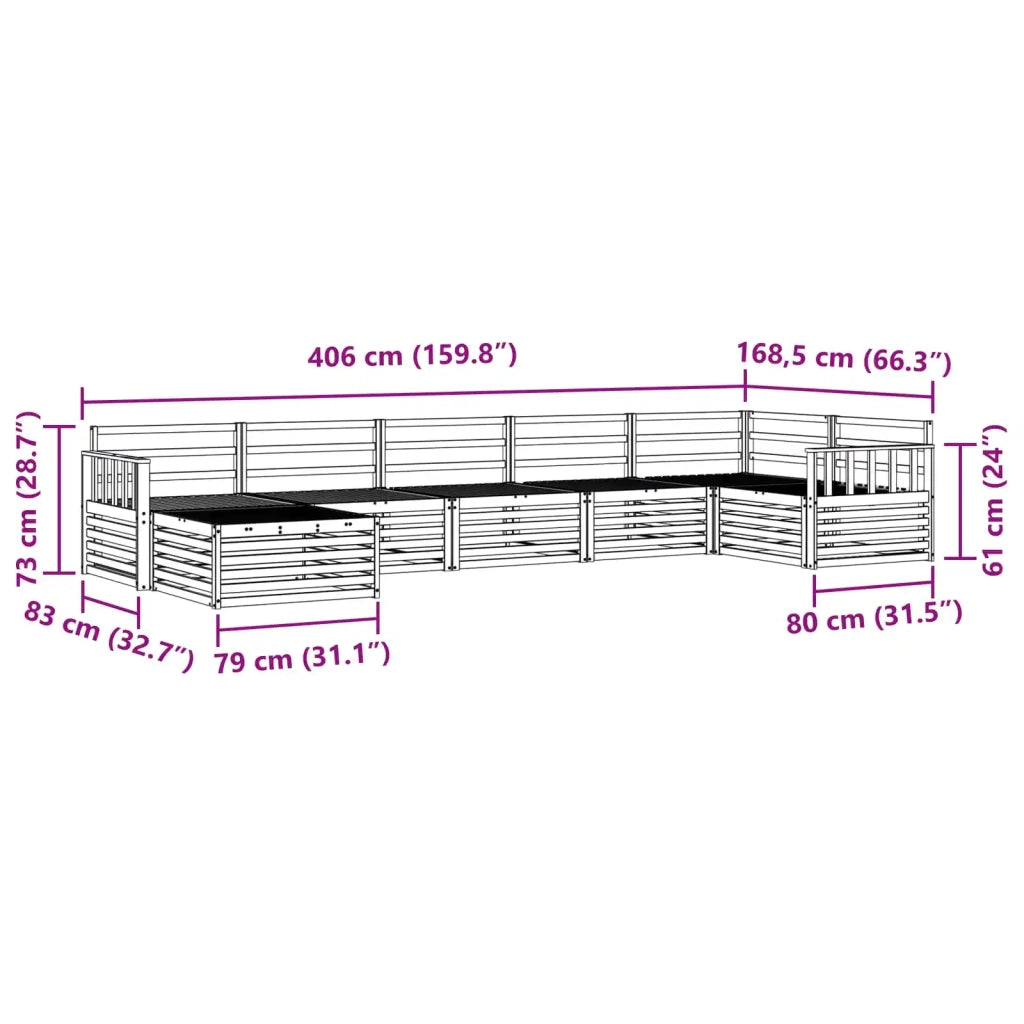 Set divani 7 pcs Naturale Legno di Acacia Massello 3373809