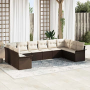 Set Divano da Giardino con cuscino 10 pcs Marrone polyrattan 3345538