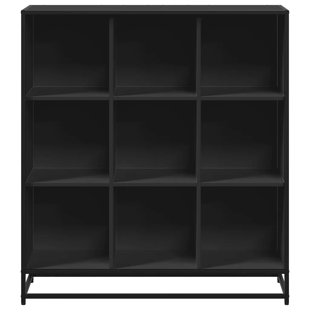 Libreria Nera 97,5x33x107,5 cm in Truciolato e Metallo