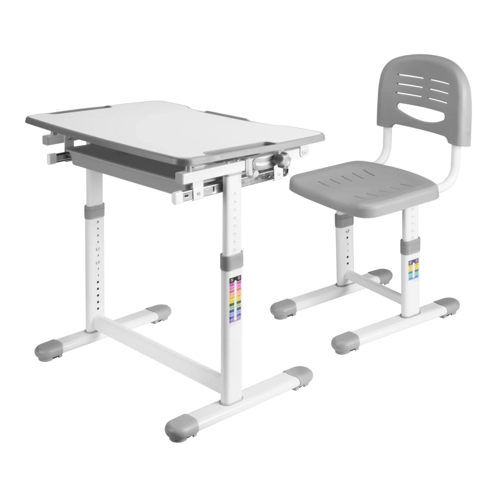 Set scrivania e sedia per bambini grigio e bianco 03_0010683