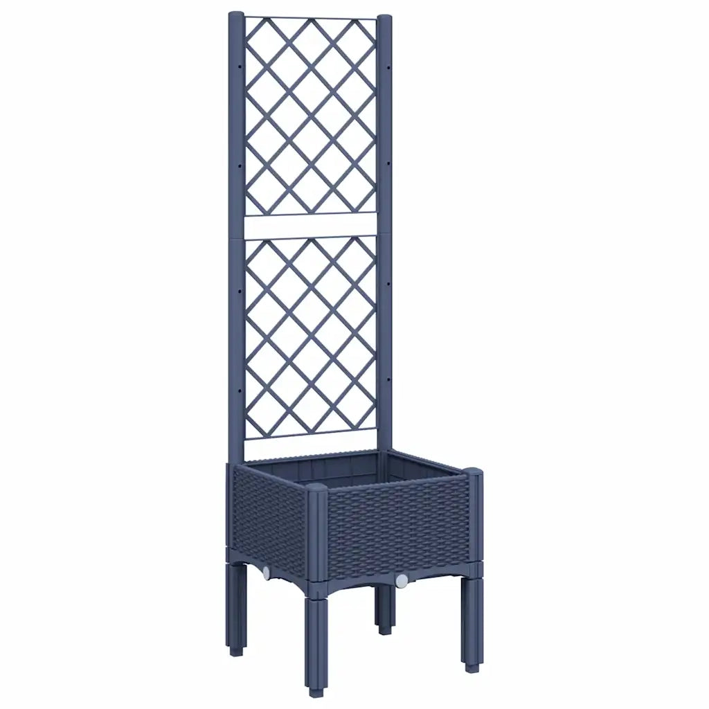 Fioriera Giardino con Traliccio-Vaso da Esterno-Contenitore per Piante Grigio Blu 40x40x142 cm PP