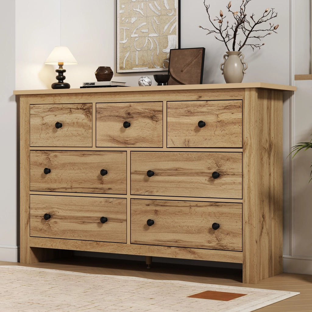 Armadio da pranzo moderno - Zephmum - Colore legno naturale - 7 cassetti grande capacit¨¤