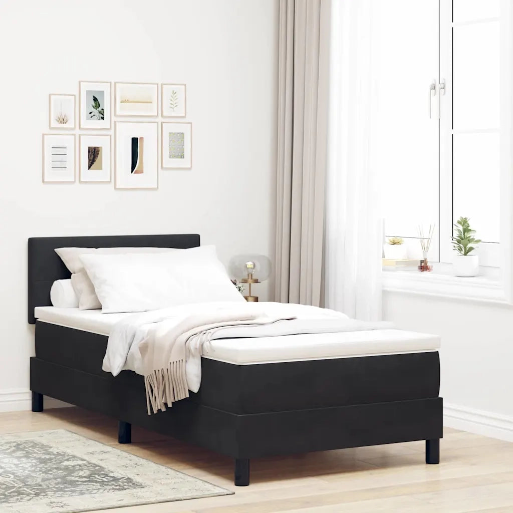 Letto a Sorgente LED con materasso Nero 100 x 200 cm Velluto 3342634