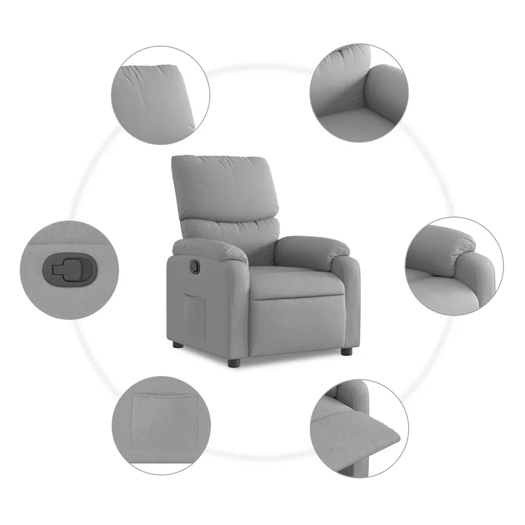 Divano Sedia-Poltrona reclinabile in tessuto grigio chiaro 661905