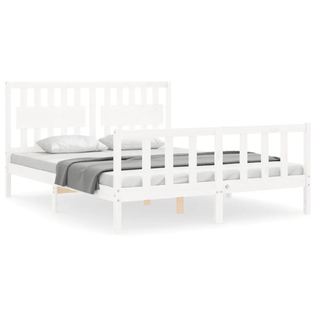 Giroletto senza Materasso-Struttura Letto Bianco 160x200 cm Legno Massello Pino 252731
