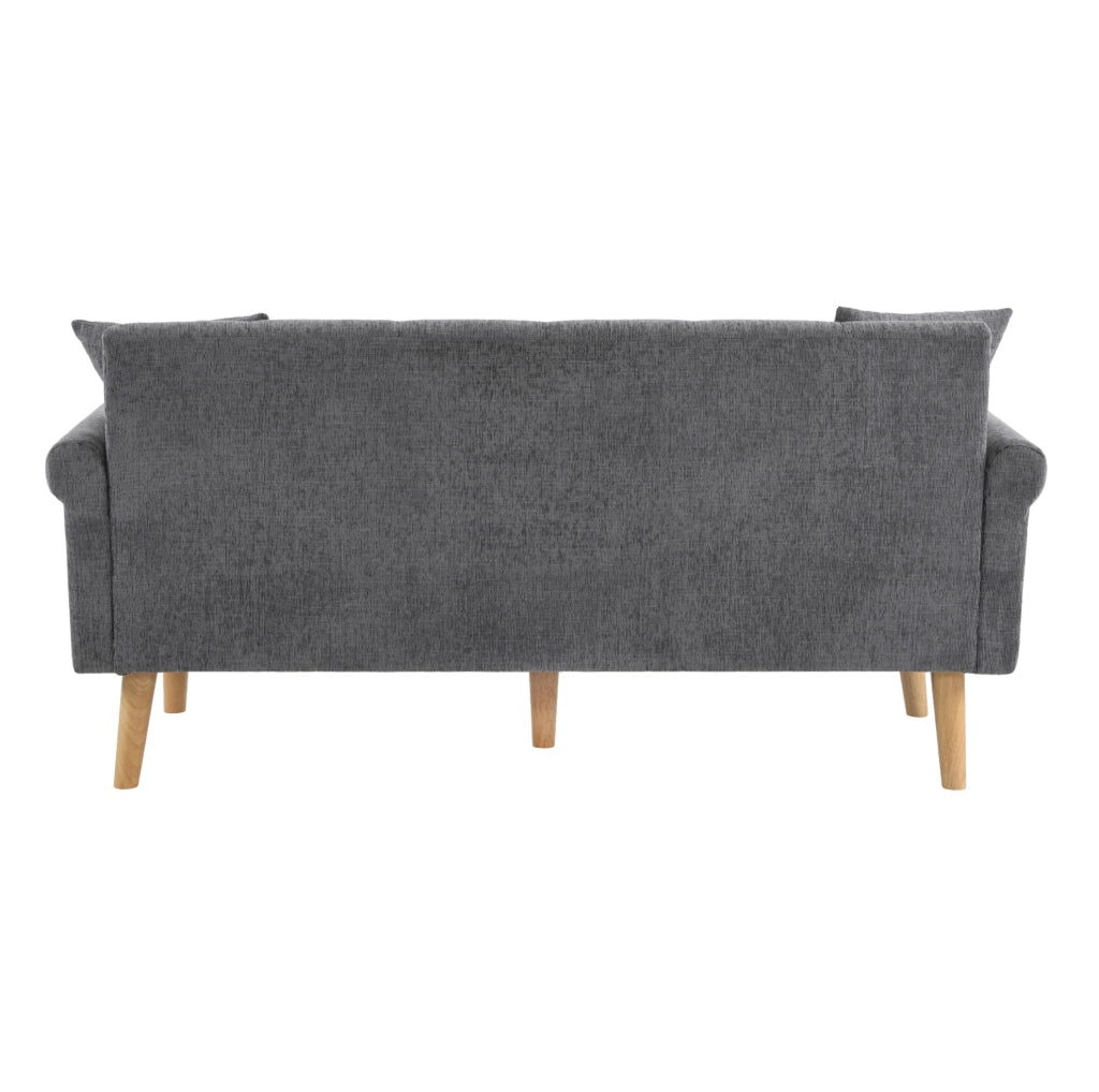 DIVANO 2 posti 162x74x77 cm in ciniglia grigio con 2 cuscini
